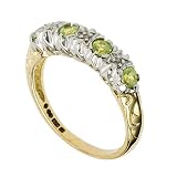 Image of 9ct Gold Ladies 203207/000/305 Diamond & Peridot Stone Set 1/2 Eternity Ring