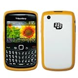 Hybrid Gel+Hard Shell Case / Skin / Cover (Orange/White) for BlackBerry Cur ....