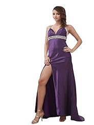 Petite Sexy  Slit Spaghetti Strap Bandage Dress/Evening Dress/Prom Dress  with a Court Train  With Rhinestones