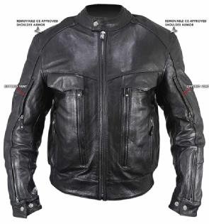 Men's Bandit Buffalo Leather Cruiser Motorcycle Jacket with Level-3 Armor Sz 3XL