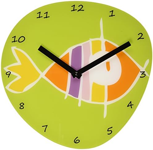 Refelx Non-Ticking Silent Acrylic Wall Clock, Large, Fish Pebble Shape, Lime Green