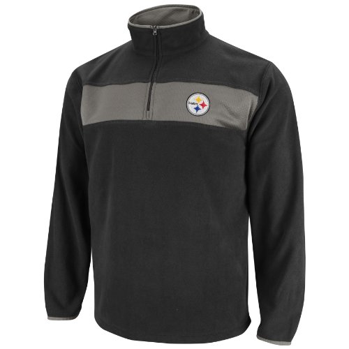 NFL Mens Pittsburgh Steelers Fade Route III Long Sleeve 1/4 Zip Micro Chiller (Black/Storm Gray, Large)