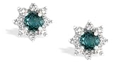 14K White Gold Round Created Alexandrite and Diamond Star Earrings