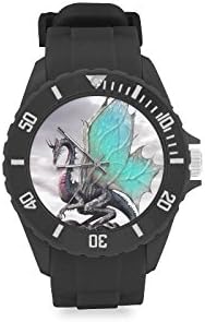 Dark Fantasys Dragon On The Stone Rock Kid's Round Rubber Sport Watch,Watch Face Diameter: 1.18"