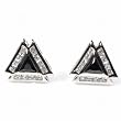 Men's Sterling Silver Earrings with Sapphire and Clear CZ - Triangular - 13 x 13 mm