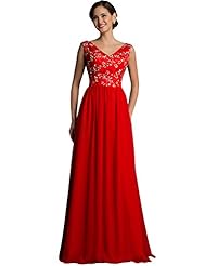Sexy V-neck Acrylic/Chiffon/Satin Sleeveless Beaded Backless Sequined Lace-Up Evening Dress/Prom Dress/Party Dress 