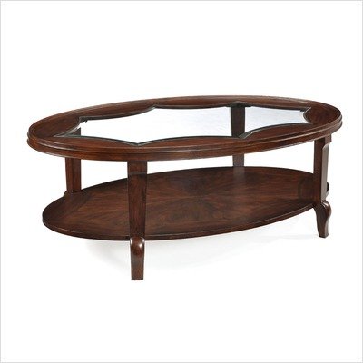 Magnussen T1636-47 Flormont Chestnut Finish Wood and Glass Oval Cocktail Table