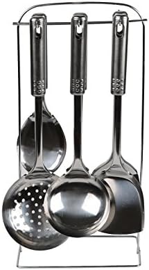 Matsuta 7 Piece Everyday Essentials Stainless Steel Kitchen Tool and Gadget Set Stand, Silver