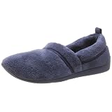 Dearfoams Mens Microterry Closed Back with Memory Foam,Cadet Navy,12 M