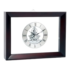 River City Clocks Rectangular Skeleton Gear Clock with Cherry Finish - 9 x 11 Inches - Model # S204
