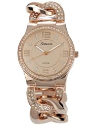 GP by Brinley Co. Womens Cubic Zirconia Rose Goldtone Chain Watch