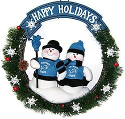 Detroit Lions 20" Team Snowman Wreath - Football Sports Merchandise