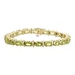 10k Yellow Gold Oval Cut Peridot Bracelet, 7"