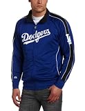 MLB Men's Los Angeles Dodgers Profector Mock Neck Full Zip Raglan Jacket (Pro Navy/Pro Scarlet, Large)