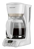 Black & Decker DCM2160 12-Cup Glass Carafe Programmable Drip Coffeemaker, White