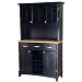 Home Styles Large Buffet with Natural Wood Top and 2-Door Hutch in Black