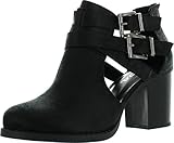 Soda Womens Scribe Ankle Bootie With Low Heel And Cut-Out Side Design