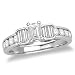 14k White Gold Emerald-Cut Diamond 3-Stone Ring w/ Channel-Set Round Diamonds (1/2 ct, 1.16 cttw, G-H Color, SI2-I1 Clarity)