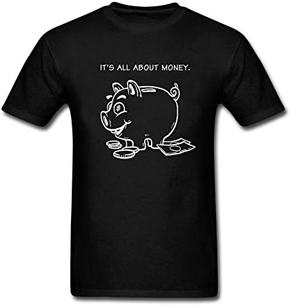 Twentees Custom Mens Love Money Funny Pig Shirts Round Collar Black M