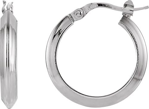 925 Sterling Silver Polished Knife Edge Hoop Earrings - 20mm