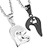 Areke Mens Womens Couples Heart Love Necklace,Stainless Steel Puzzle Diamond Pendant Chain Necklaces Color Silver Black