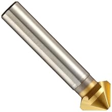 Magafor 4837 Series Cobalt Steel Single-End Countersink, TiN Coating, 3 Flutes, 90 Degrees, Round Shank