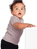 American Apparel Organic Infant Baby Rib Short Sleeve Lap T -gray