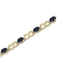 14K Yellow Gold Oval Sapphire and Diamond Bracelet by Jewelry Mountain