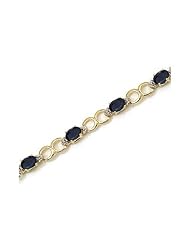 10K Yellow Gold Oval Sapphire and Diamond Bracelet