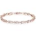 Bamoer Luxury Rose White Gold Bracelet Sparkling Clear Cubic Zirconia CZ Crystal Women Girls Charm Bangle