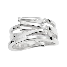 Silver Ladies' Multi Row Square Ring - Size P