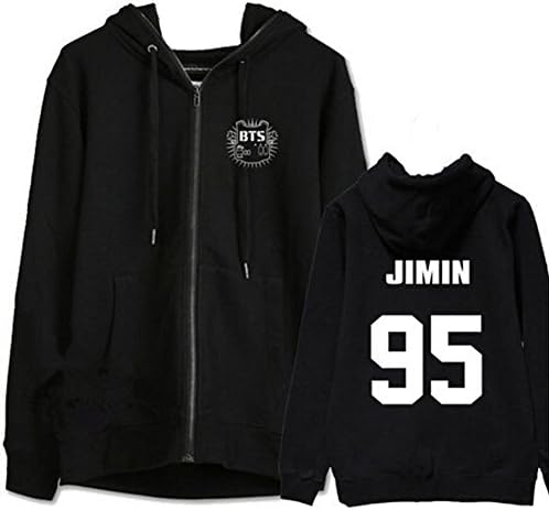 Redfly1 BTS Bangtan Boys Hooded Fleece Zip Sports Sweatershirt, Jinmin, L