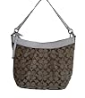 Coach Khaki Signature White Soho Zip Hobo Pleated Shoulder Handbag 13744