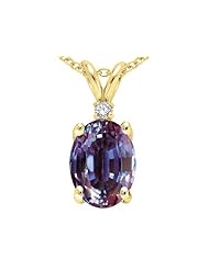 Tommaso Design (tm) Oval Simulated Alexandrite And Genuine Diamond Pendant