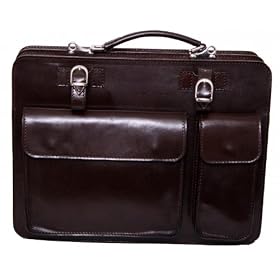 Roby leather briefcase - business bag deep brown