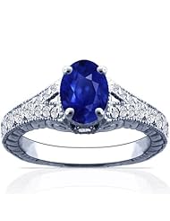 Platinum Oval Cut Blue Sapphire Fana Designer Ring