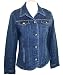 Katina Marie Cotton and Spandex Rhinestone Accented, Dark Denim Jacket, Matching Front Pockets, Button Front, All Buttons Trimmed with Swarovski Crystals