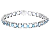 Blue Topaz Gemstone and Diamond Bracelet in White Gold