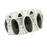 Art Deco Jet Black & Silver Stretch Bracelet