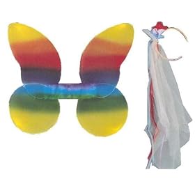 Instant Fairy Princess Create a Costume Accessory Kit with Rainbow Multi-Colored Wings and Headpiece