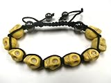 New Handmade Adjustable Shamballa Skull Hematite Gemstone Bracelet Yellow Beads