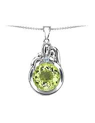 Original Star K (tm) Loving Mother And Father With Child Family Pendant With Round 10mm Simulated Peridot in .925 Sterling Silver