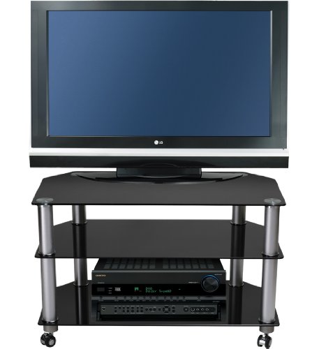 Buy Stil Stand STUK 1401 Black Glass TV Stand with Castors Promo Offer