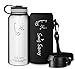 Swig Savvy's Stainless Steel Insulated Water Bottle, Wide Mouth 32 Oz Capacity, Double Wall Design, for Hot and Cold Beverages, Incloueds Pouch and Coffee Lid