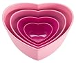 Zak Designs Amore Nested Heart Shaped Serving Bowl Set, Tonal Pink, 4-Piece
