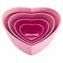 Zak Designs Amore Nested Heart Shaped Serving Bowl Set, Tonal Pink, 4-Piece