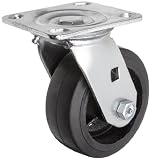 RWM Casters 45 5″ Diameter Rubber on Iron Wheel Kingpin Medium Duty Swivel Plate Caster with Roller Bearing, 4-1/2″ Length X 4″ Width Plate, 400 lbs Capacity Range Reviews