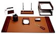 10-piece Genuine Top-grain Mocha Leather Desk Accessory Set