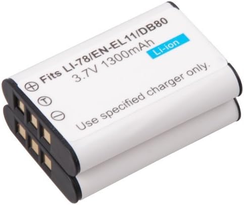 DHSHOP 2-Pack High Capacity 1300mAh Digital Camera Replacement Battery for Nikon EN-EL11 Pentax D-LI78 and Coolpix S550 S560