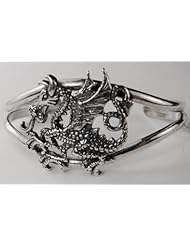 Very Detailed Dragon on This Sterling Silver Cuff Bracelet